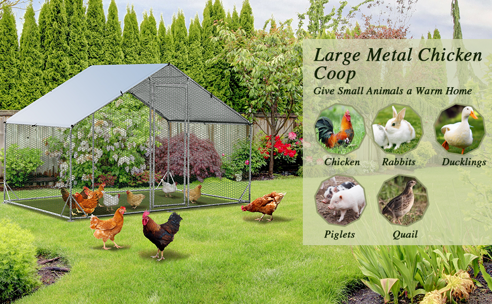 Large Spire-Shaped Chicken Coop with Waterproof and Sun-protective Cover for Backyard/Farm