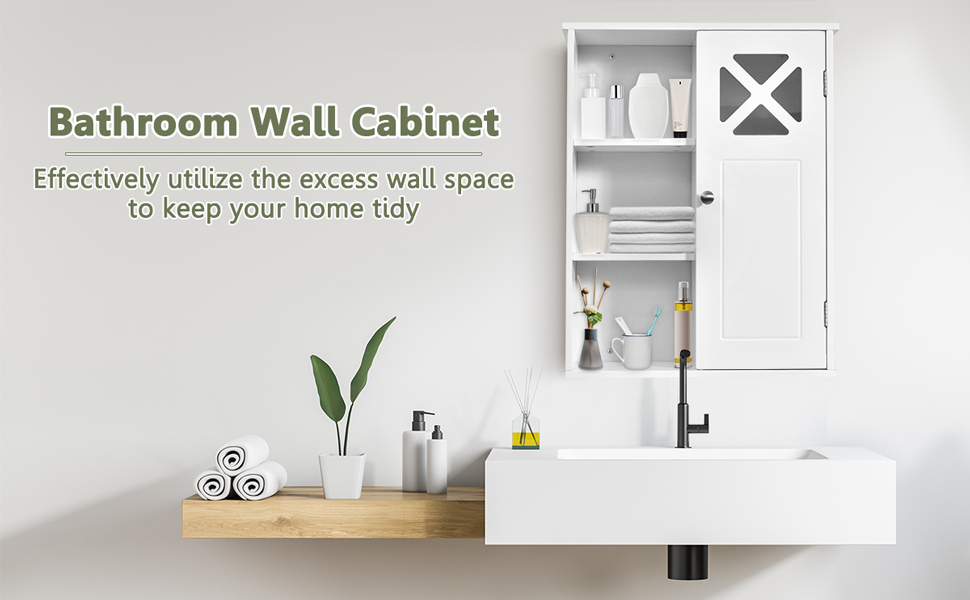 Wall-mounted Bathroom Medicine Cabinet with Adjustable Shelves