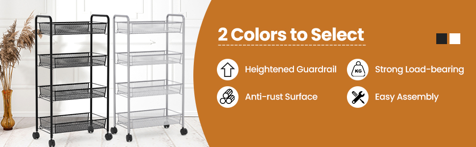 Kitchen Steel Mesh Trolley Cart with 4 Levels