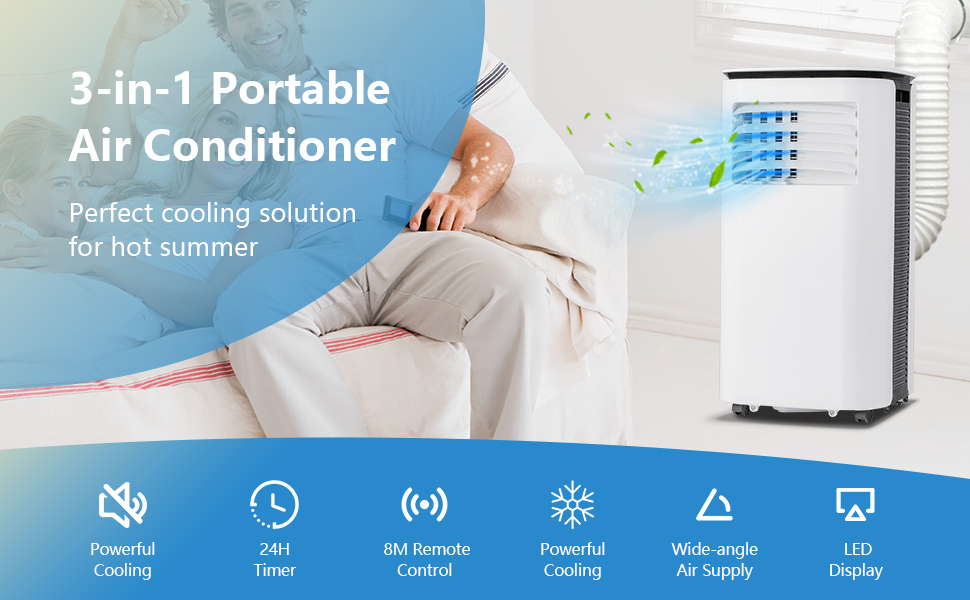 Costway 2640W 3-In-1 Mobile Air Conditioner with Fan & Dehumidifier & Remote
