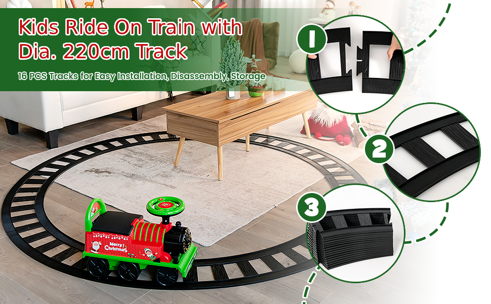 6V Electric Kids Ride On Train Toy with Track Wheels Costway