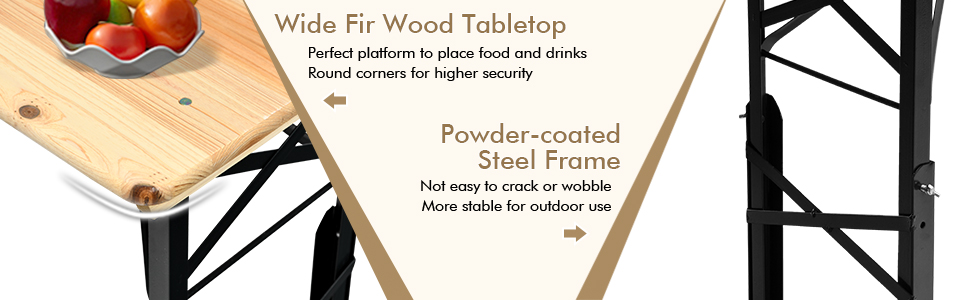 Patio Folding Picnic Table with Adjustable Heights for Camping/Party/Backyard