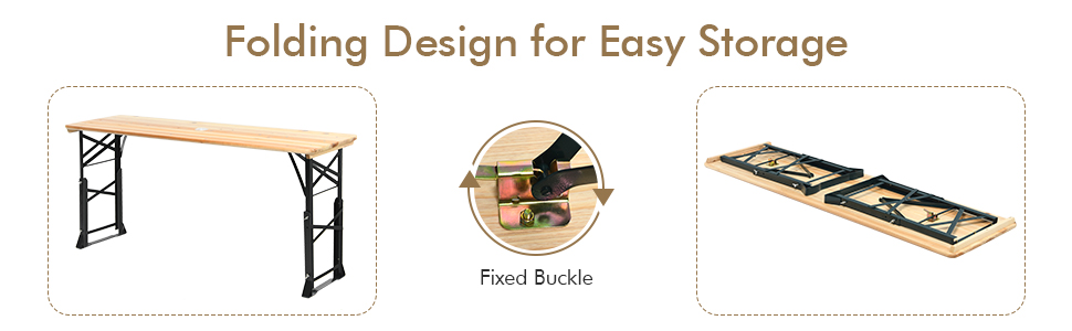 Patio Folding Picnic Table with Adjustable Heights for Camping/Party/Backyard