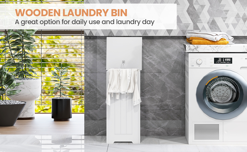 White Wooden Laundry Bin