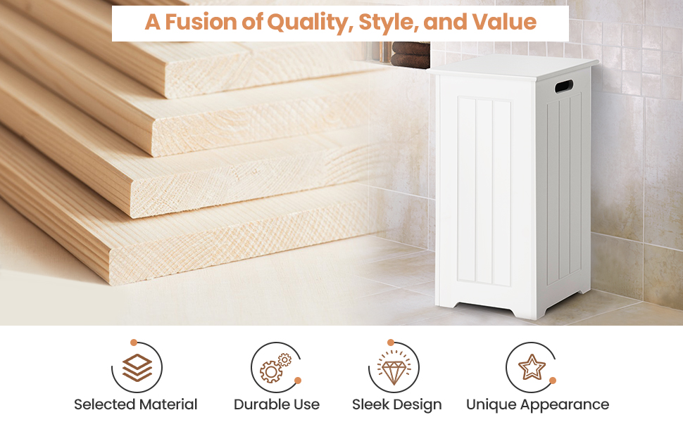 White Wooden Laundry Bin