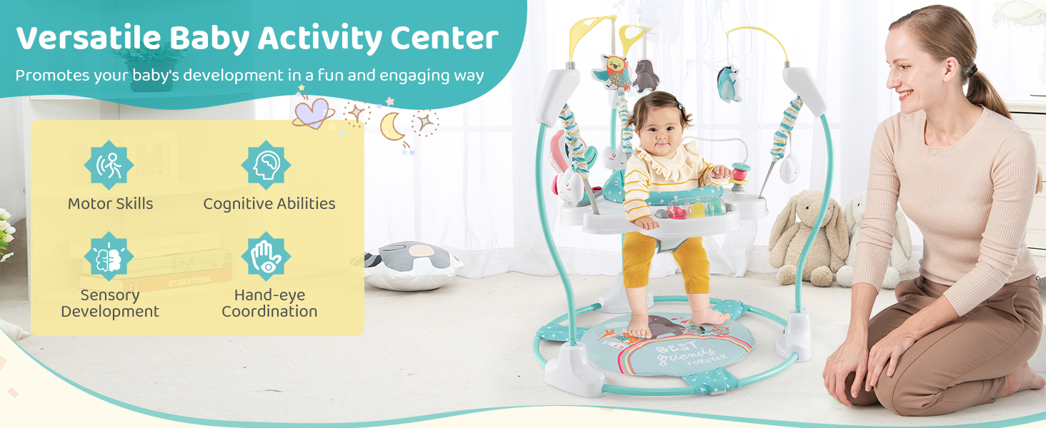 Baby Stationary Activity Center with 360 Rotary Seat and 3 Adjustable Heights for 6 Months