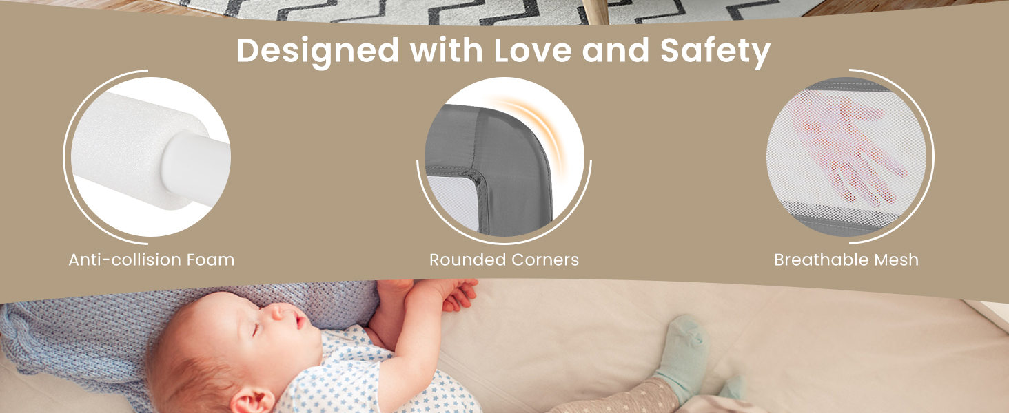 180CM Foldable Baby Bed Rail Guard
