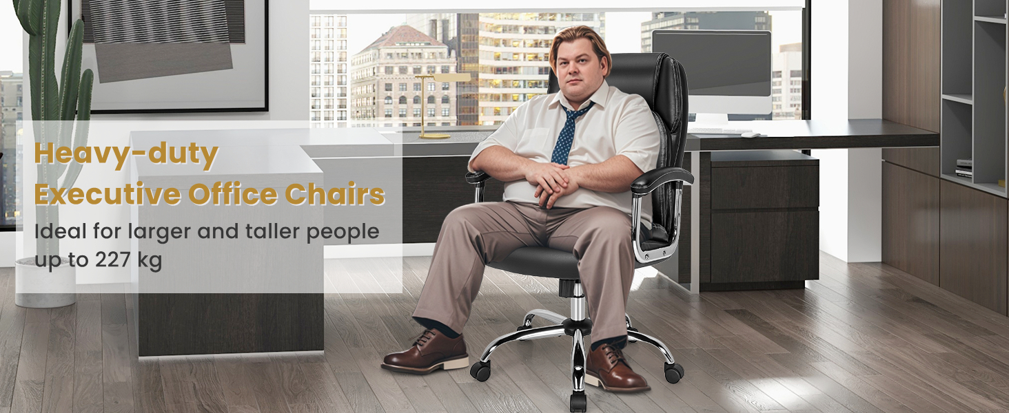 Leather Office Chair with Rocking Mode and Armrests