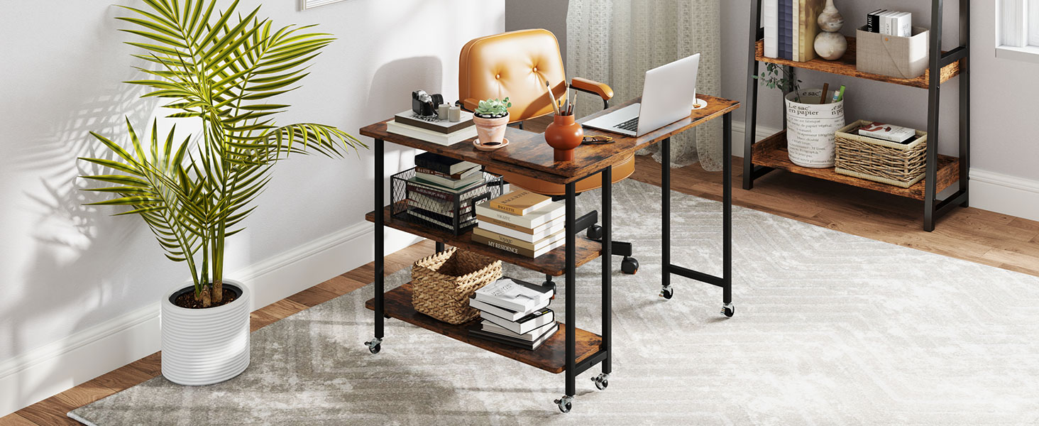360°_Rotating_Sofa_Side_Table_with_2-Tier_Storage_Shelves