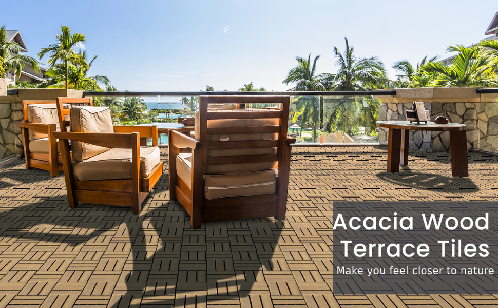 10 PCS Wood Tiles for Terrace and Balcony
