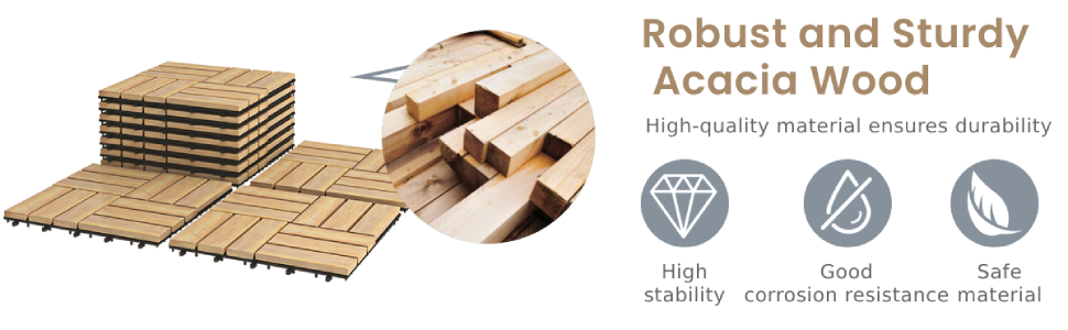10 PCS Wood Tiles for Terrace and Balcony
