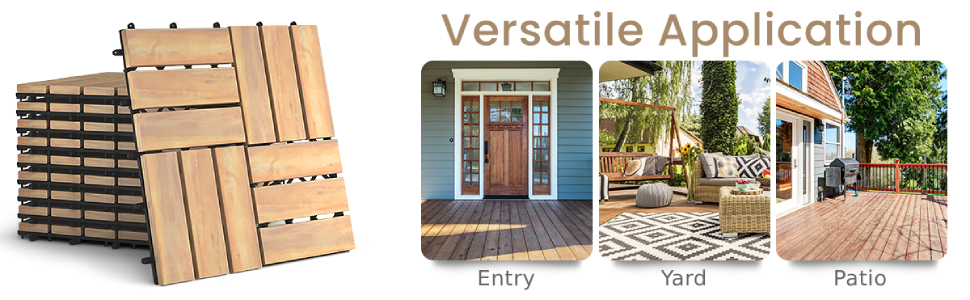 10 PCS Wood Tiles for Terrace and Balcony