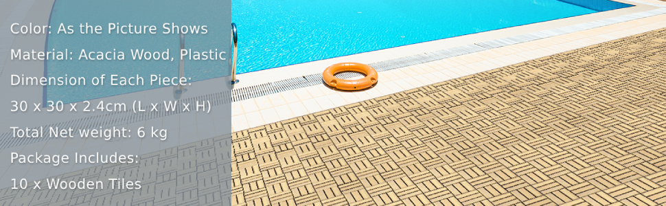 10 PCS Wood Tiles for Terrace and Balcony