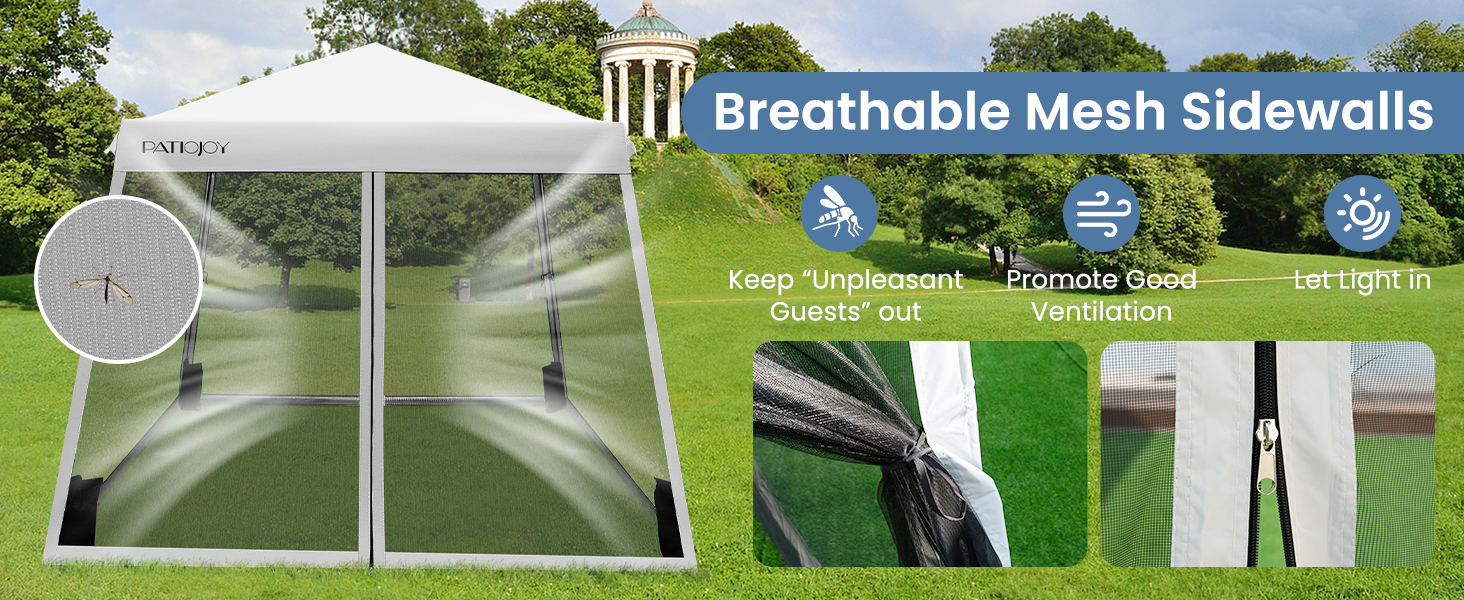 Outdoor Instant Pop-up Canopy with Mesh Sidewalls - Costway