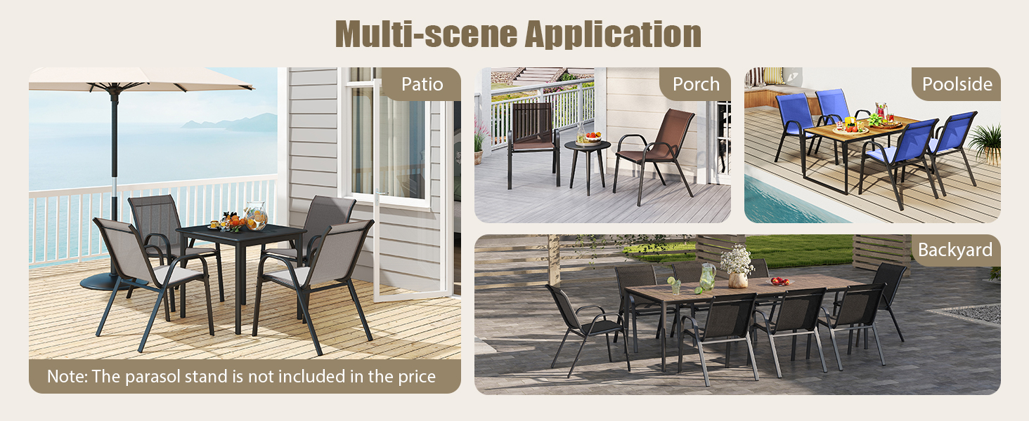 Set Of 2 Patio Chairs - High Back, Grey Metal Outdoor Dining Chairs With Armrests For Deck, Garden