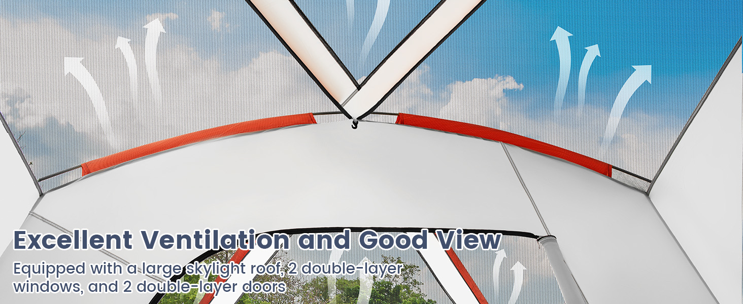 6/8/10-Person Camping Tent with Porch and Rainfly Costway