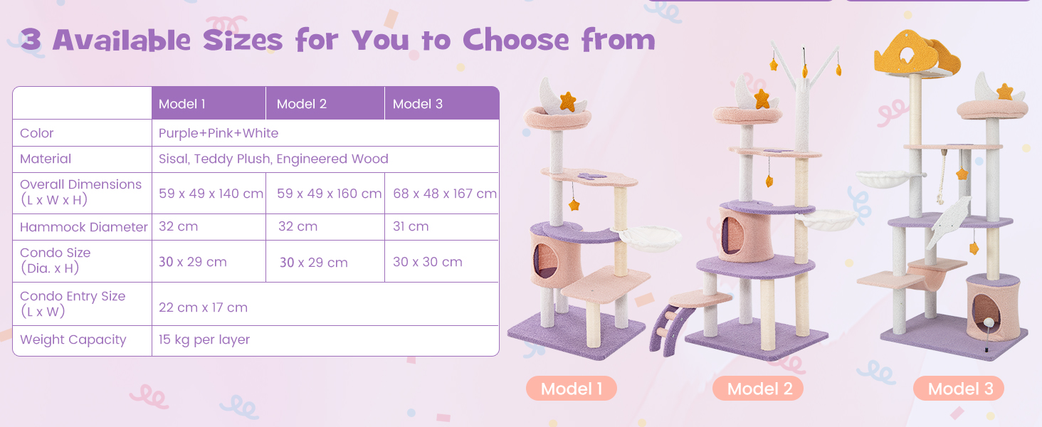 Multi-level Cute Cat Tree with Sisal Covered Scratching Posts and Condo