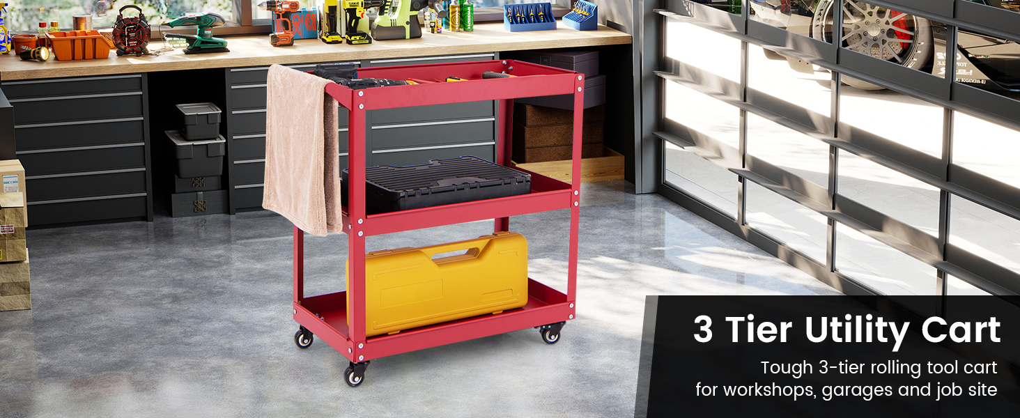 3-Tier Rolling Tool Cart
