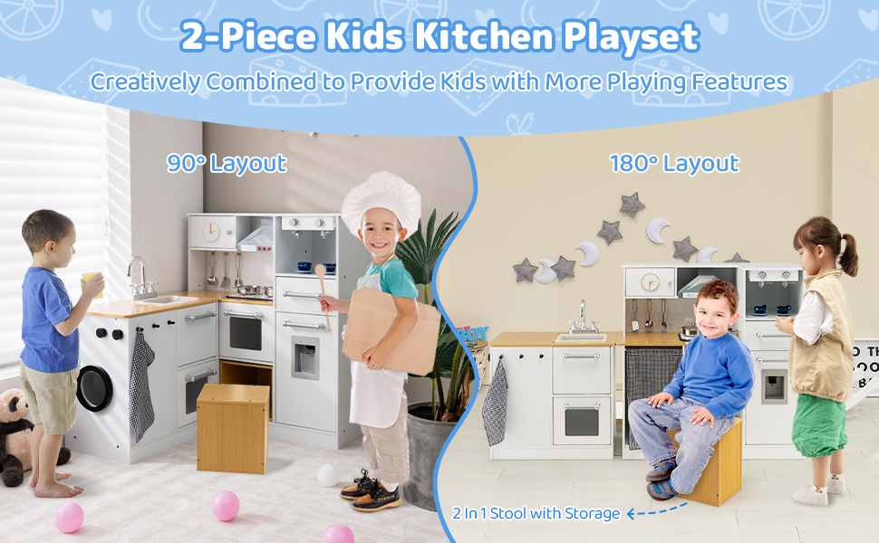 2 Pieces Kids Pretend Play Set with Stool and Real Sounds Light