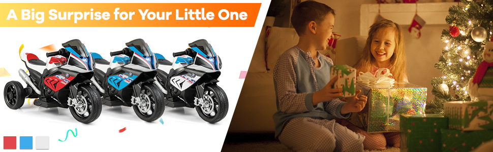 12V Kids Motorcycle Ride-On Toy with Music and Headlight