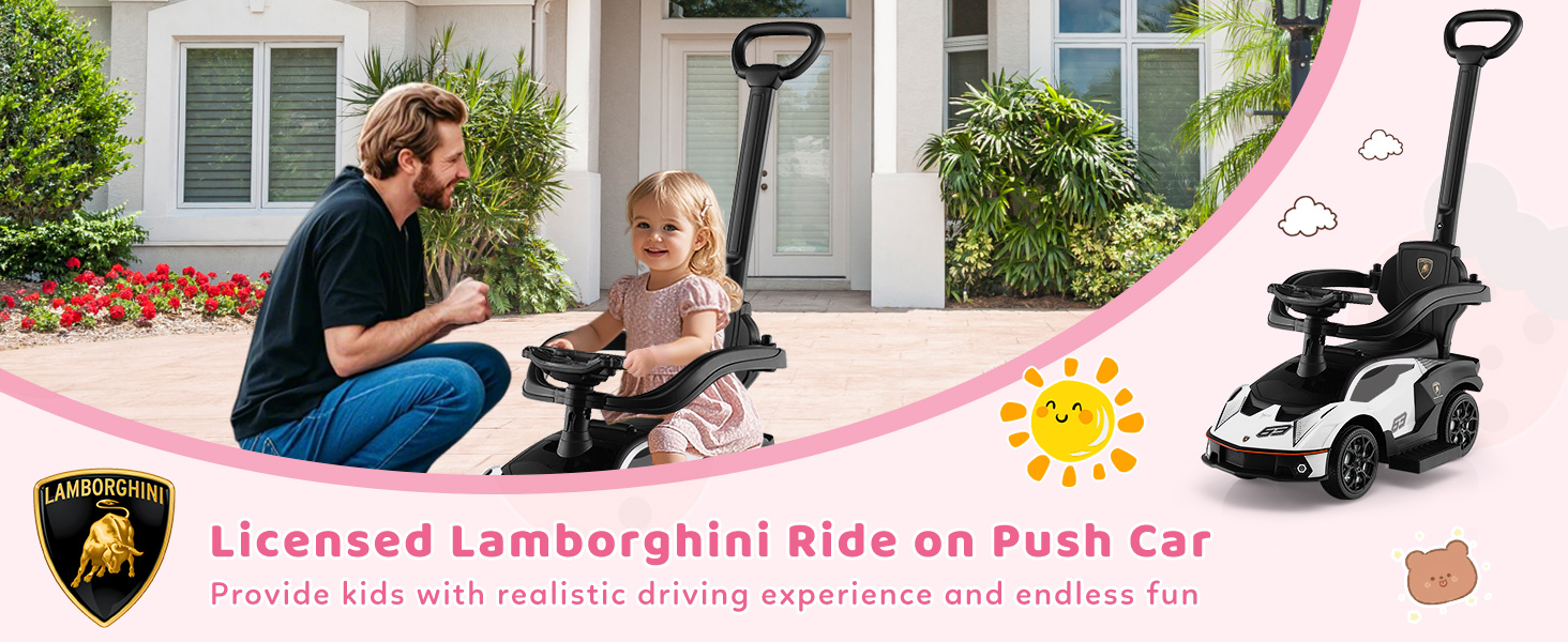 Kids Licensed Lamborghini Ride on Car with Push Handle