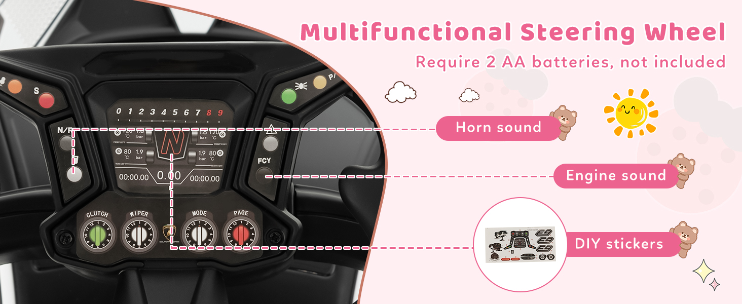 Kids Licensed Lamborghini Ride on Car with Push Handle