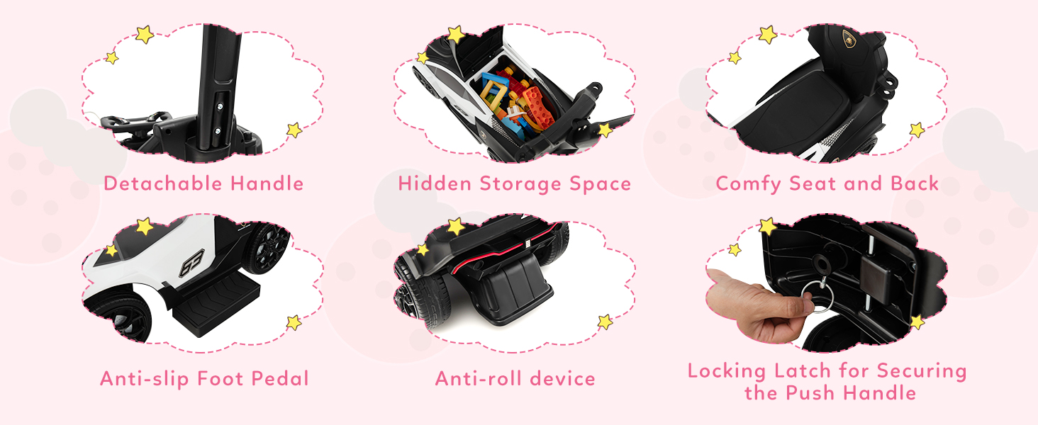 Kids Licensed Lamborghini Ride on Car with Push Handle