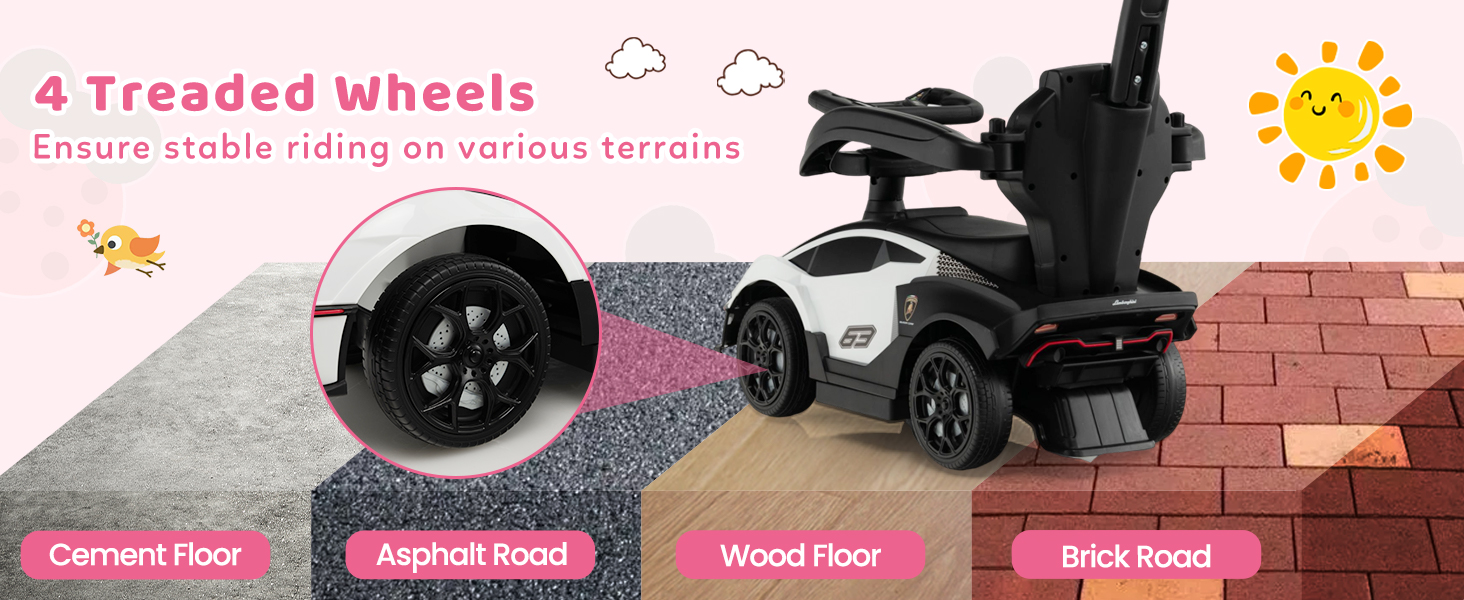 Kids Licensed Lamborghini Ride on Car with Push Handle