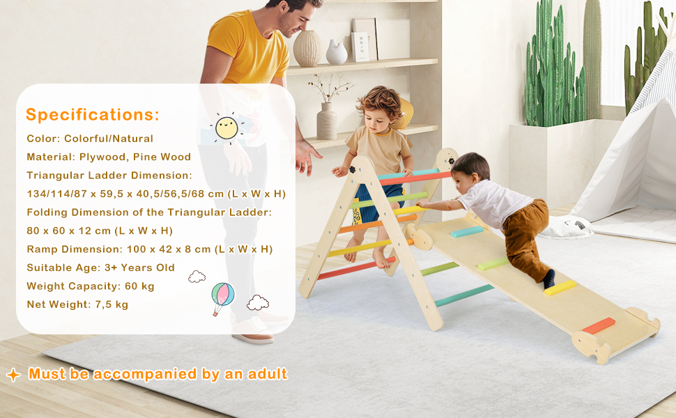 thumbnail image 2 of Costway Climbing Triangle With Tent Triangle Climber Crawling Toys For 2 of 9