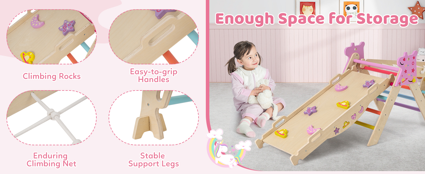 8-in-1 toddler climbing set pink