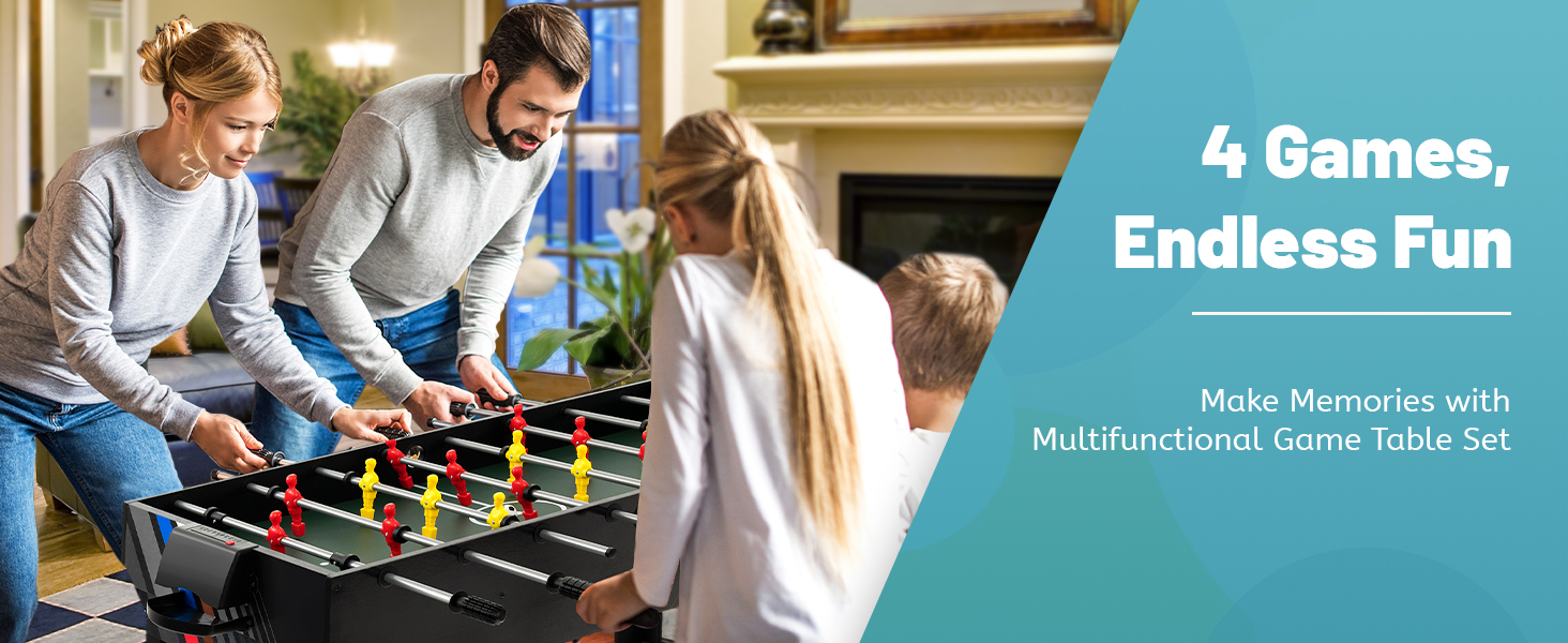 125CM 4-in-1 Multi Games Table with Accessories for Home Play Room