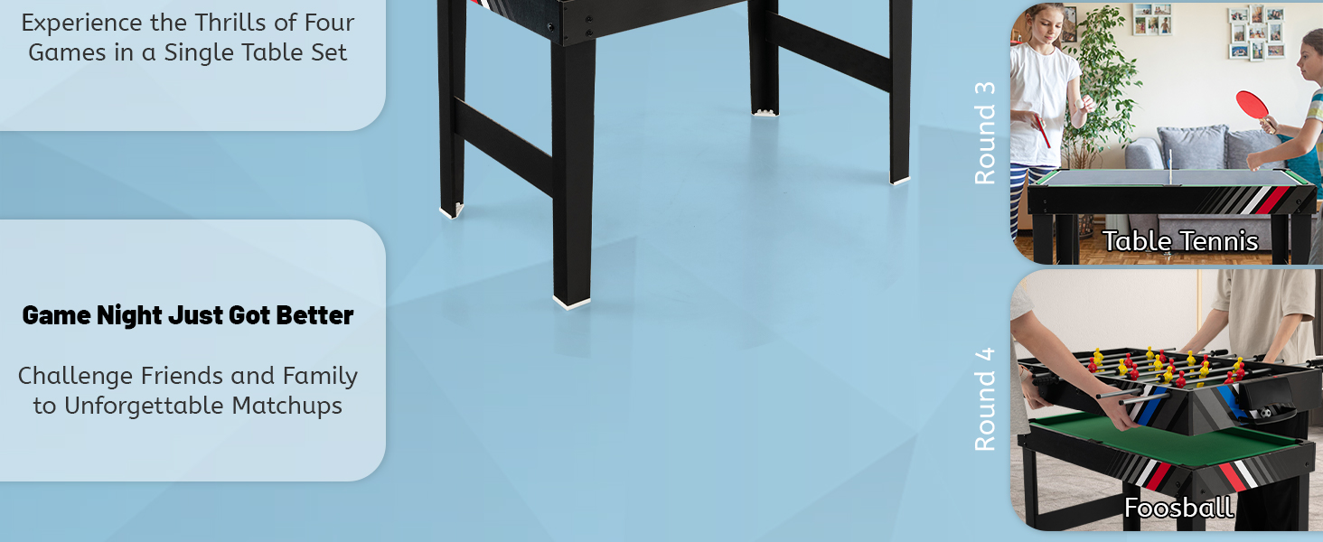 125CM 4-in-1 Multi Games Table with Accessories for Home Play Room